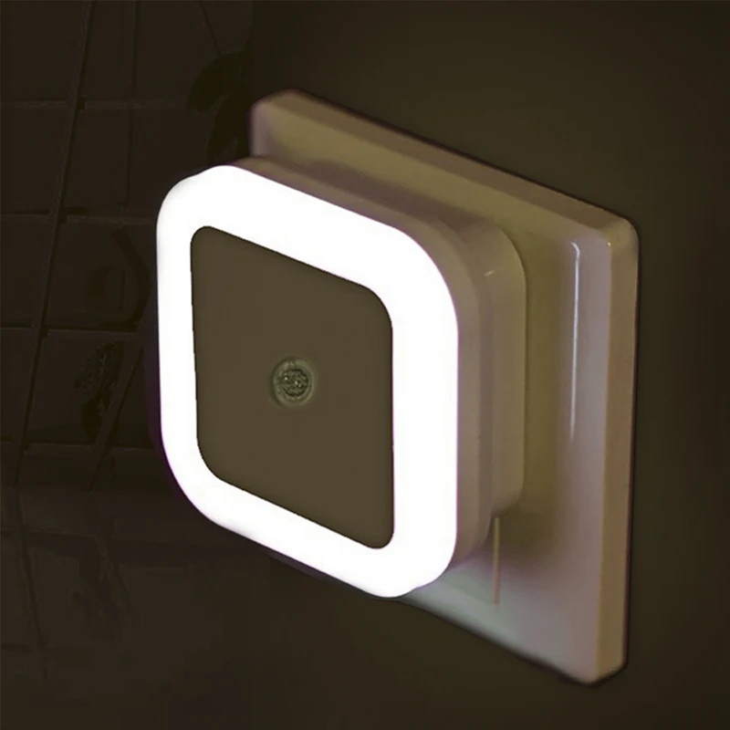 Luz LED nocturna enchufable UE EE. UU. con Sensor de iluminación, Control, ahorro de energía, luz de noche para niños, lámpara de pared para inodoro para dormitorio y hogar