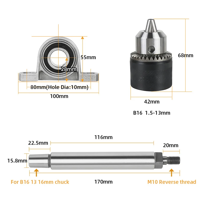Holzbearbeitung DIY Schneidemaschine Spindel Lager Sitz Bohrfutter Set Schleifen Spindel Lager Sitz Schneiden Spindel Spannzange