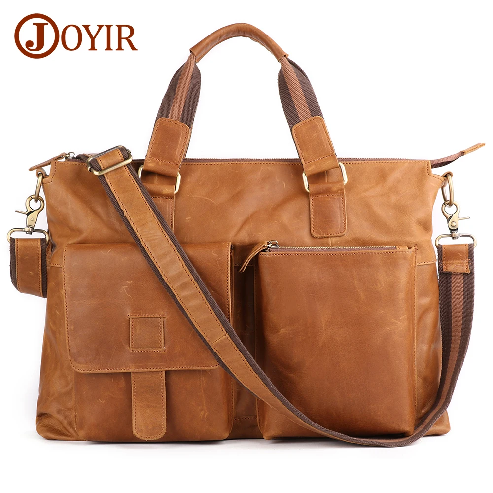 JOYIR Echtem Leder Männer Große Aktentaschen Vintage Messenger Schulter Tasche Männlichen Business Computer Laptop Umhängetaschen Handtasche