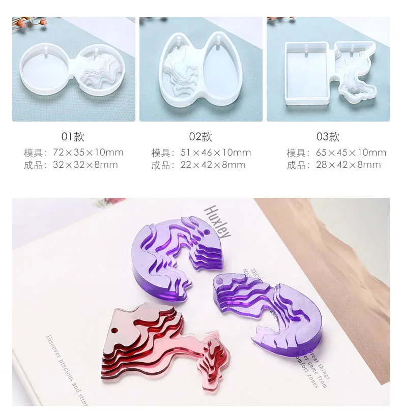 รอบ Water DROP Handmade DIY คริสตัลอีพ็อกซี่กาวคอนกรีตพลาสเตอร์ Step Field Island จี้ซิลิโคนแม่พิมพ์