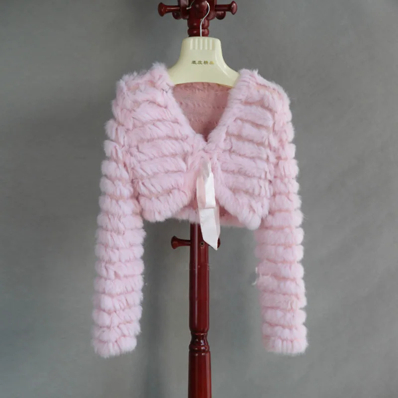 2023 Herbst echtes Kaninchen fell Strick mantel Langarm V-Ausschnitt Casuall Echtpelz Outwear offener Stich passende Kleider Herbst mantel