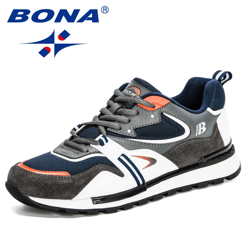 BONA นักออกแบบใหม่ Action หนังกีฬารองเท้ารองเท้าผ้าใบรองเท้าวิ่งรองเท้าผู้ชายเทนนิสชายเดินรองเท้าอินเทรนด์ฟิตเนส