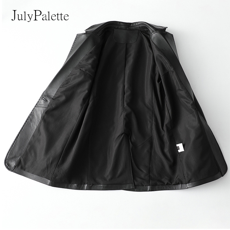 Julypalette Blazer en cuir de mouton véritable pour dames, veste de bureau, col cranté, cuir véritable, mode printemps 2022