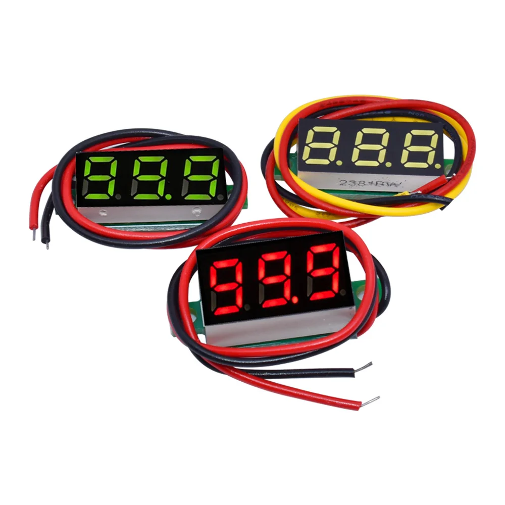 Voltímetro Digital de 0,36 pulgadas y 0,36 ", rojo, verde, azul, CC 0V-100V, tres líneas, medidor de voltaje de 3 dígitos, pantalla LED a Color