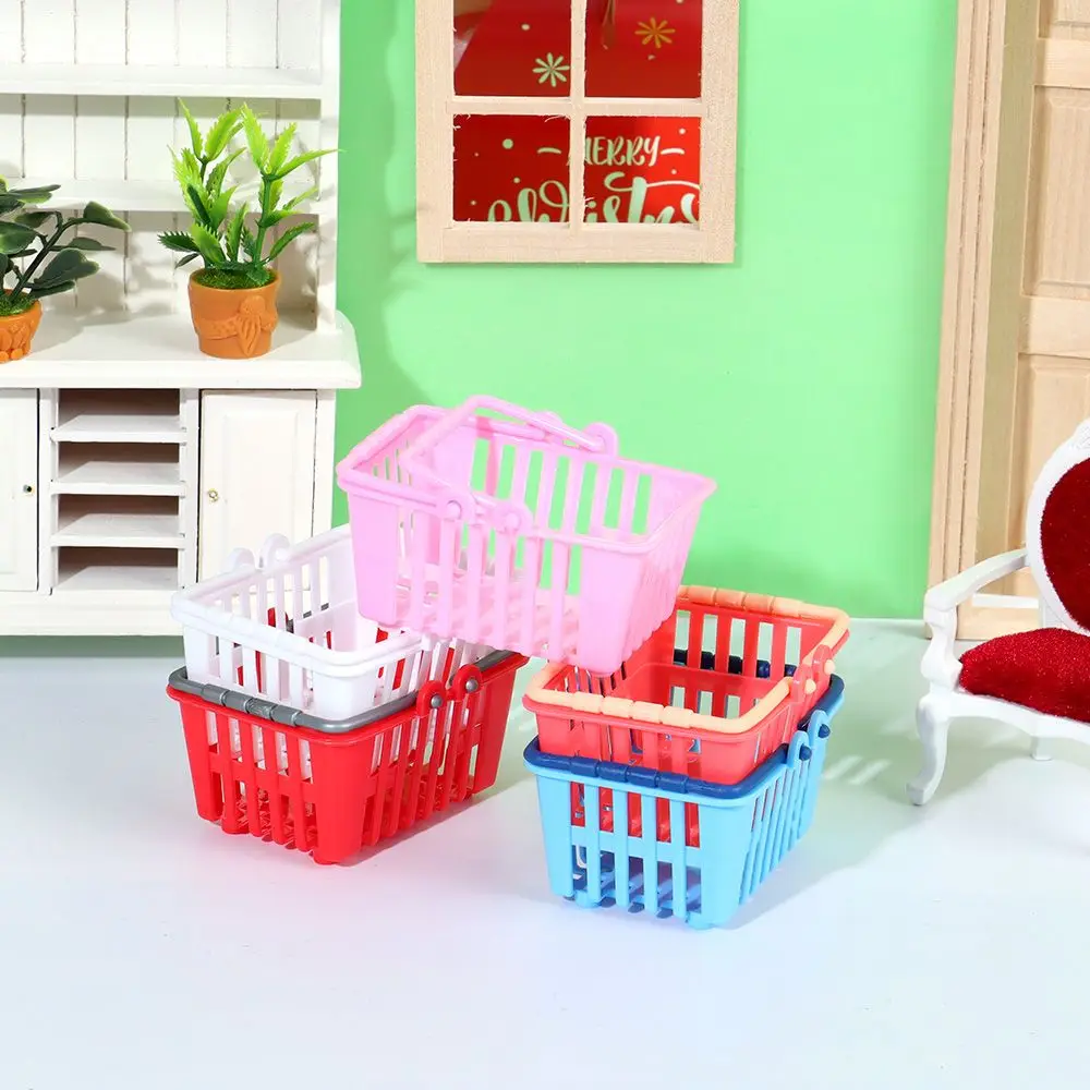 Mini cesta de compras para casa de boneca cesta de alimentos supermercado brinquedo de compras em miniatura móveis modelo adereços boneca acessórios