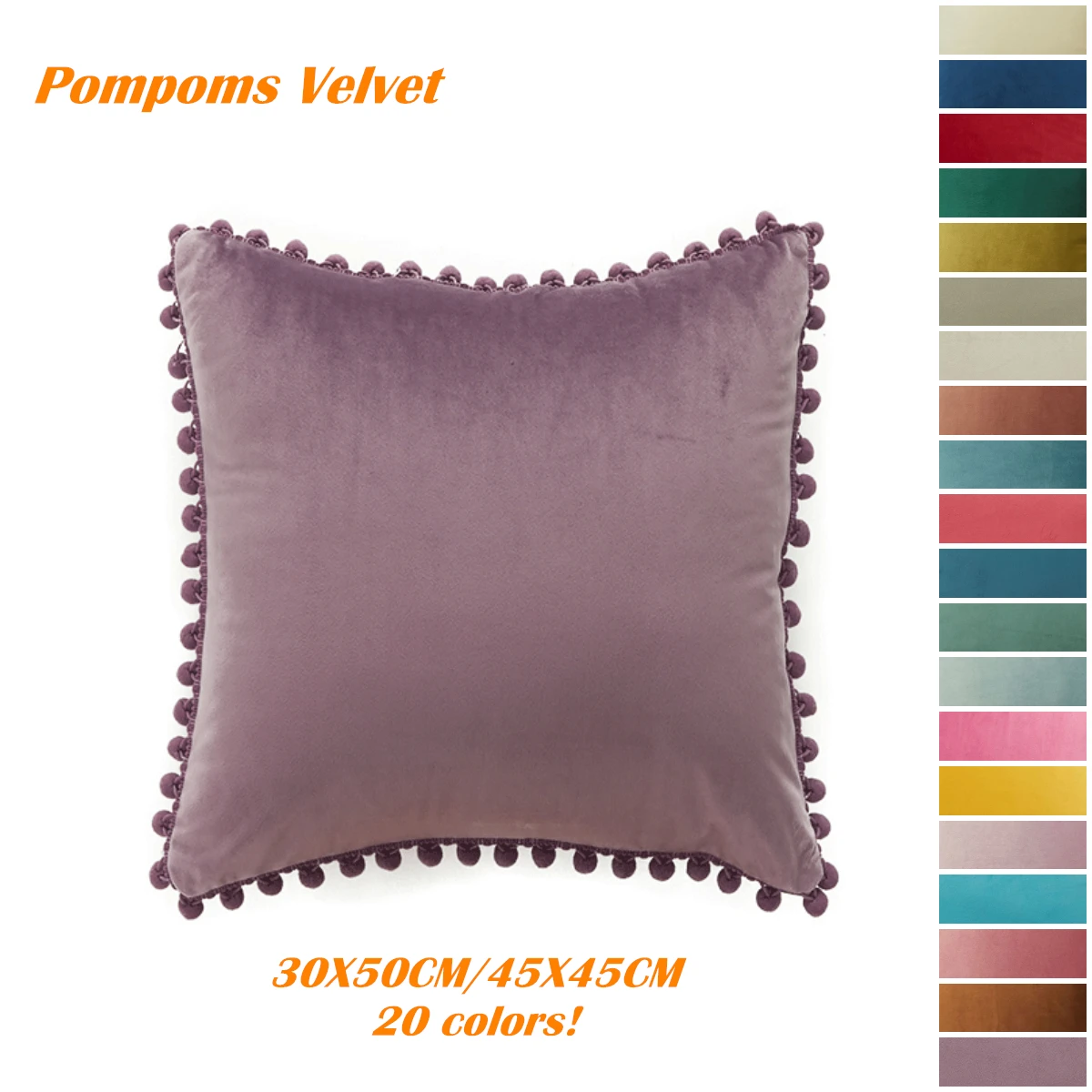 Mới Bắc Âu Hà Lan Vỏ Gối Nhung Pompoms Cạnh 20 Màu Cực Mềm Nhung Đệm Sofa Giường Thắt Lưng Gối Trang Trí Nhà