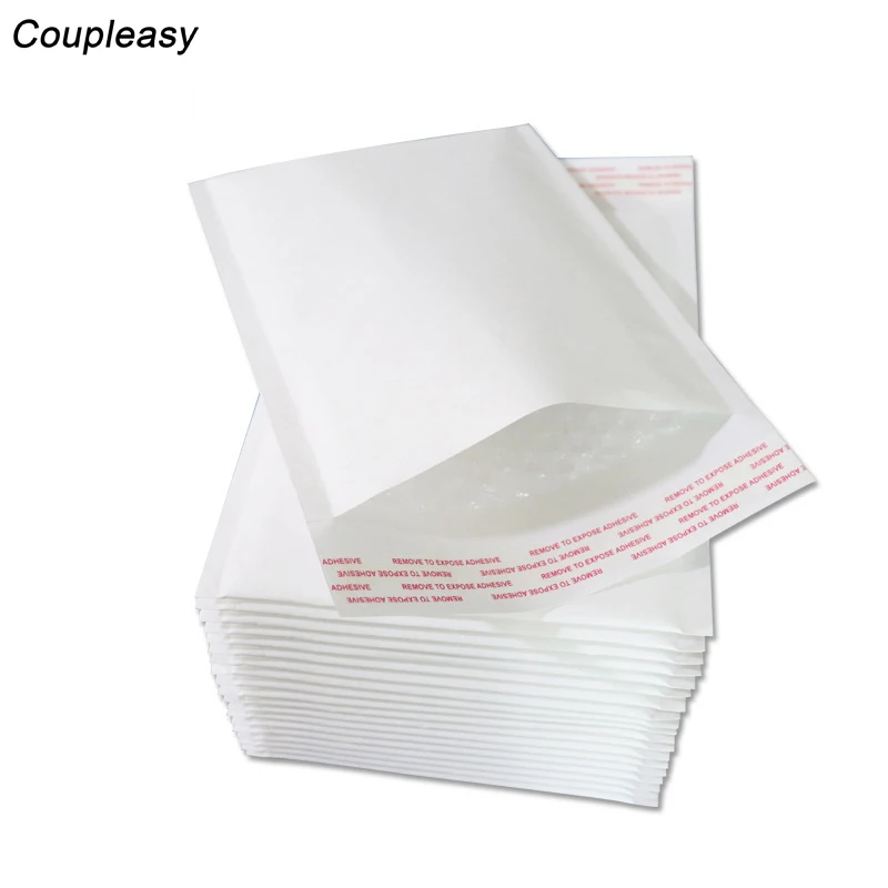 50 ชิ้น/ล็อตกระดาษคราฟท์สีขาว Bubble Mailer Self Seal กาวจัดส่งกระเป๋ากันกระแทก Bubble Mailers เบาะซอง 8 ขนาด