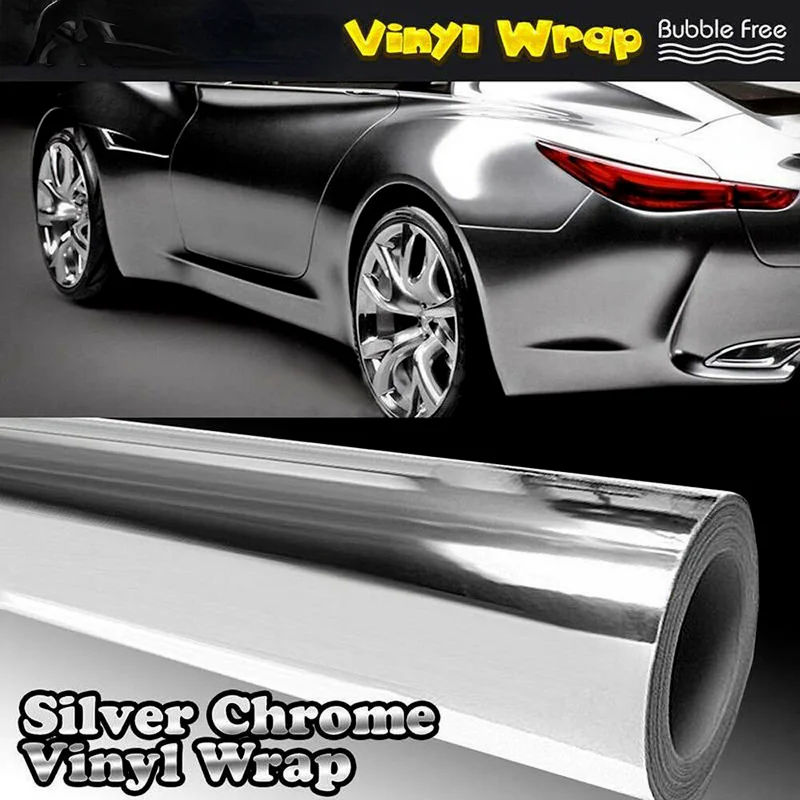 Plata Auto estilo de coche cuerpo Electro recubrimiento cambio de Color película cromado espejo envoltura de vinilo electrochapado pegatina hoja de calcomanía
