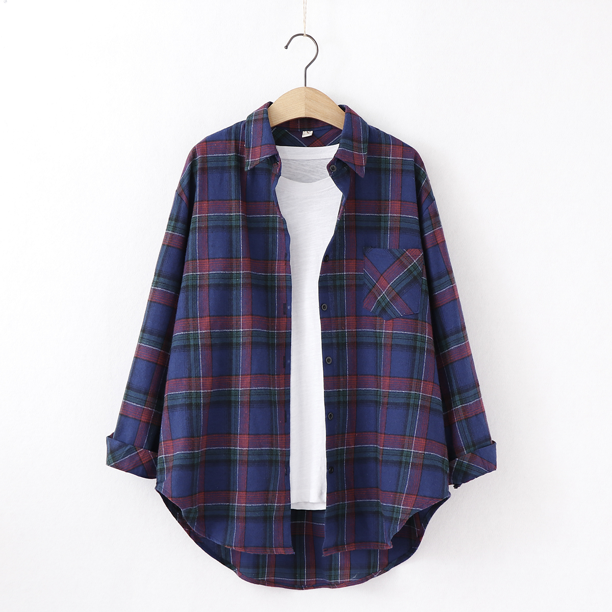 Camisa feminina solta de manga comprida xadrez, blusa de marca feminina, design casual fresco, excelente qualidade, outono, nova, 2022