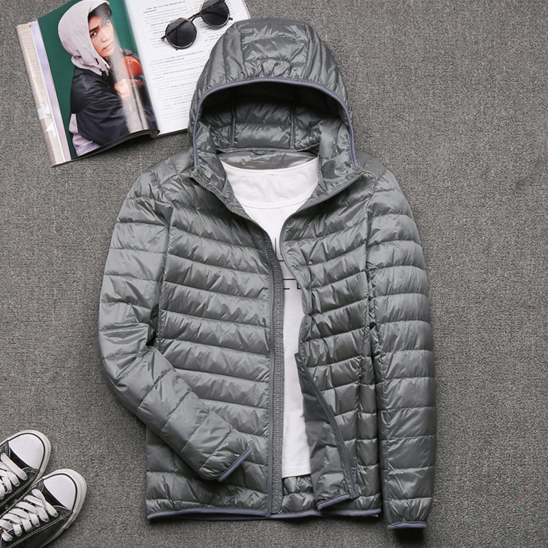 Casaco de pato com capuz ultraleve masculino, casacos macios, masculino portátil à prova de vento quente Parkas, roupas masculinas, 0-10 ℃, 5XL, 6XL, inverno