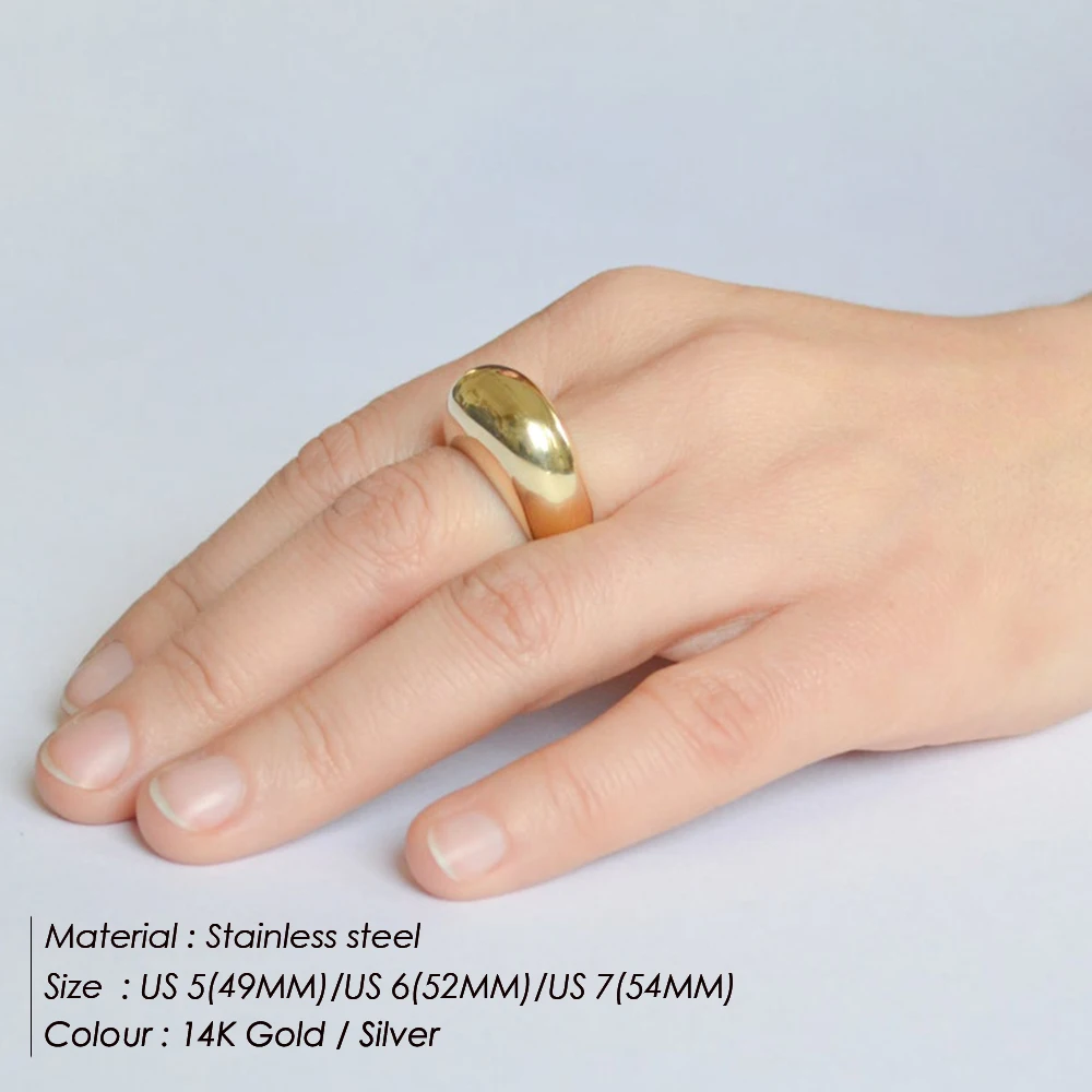 E-Manco Anillos simples de acero inoxidable a la moda para mujer, anillos de arco, joyería, anillo geométrico, tamaño 5 6 7 8