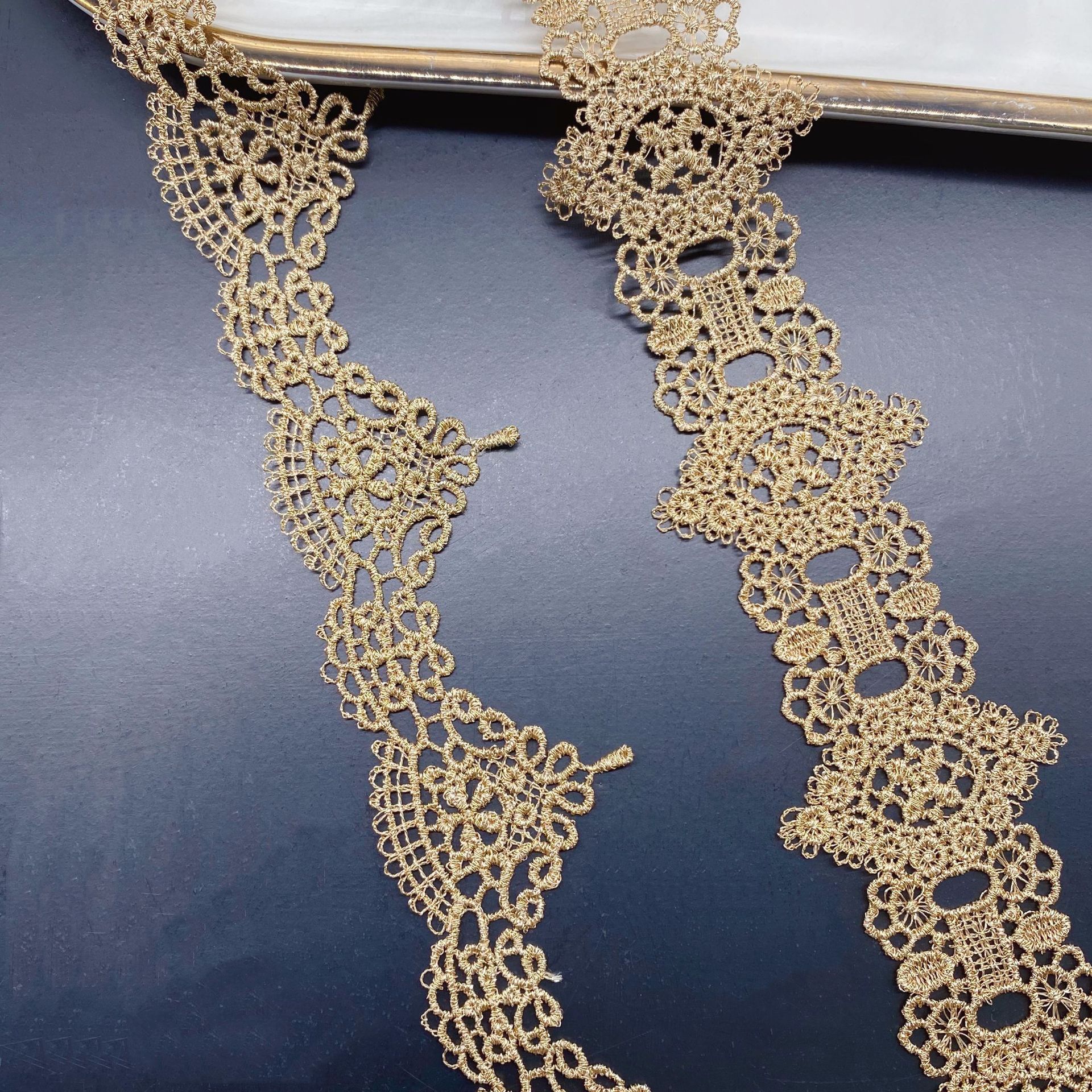 3 jardas flores bordadas amor tecido de renda dourada fita guarnição decorações artesanais pano diy acessórios de costura de casamento