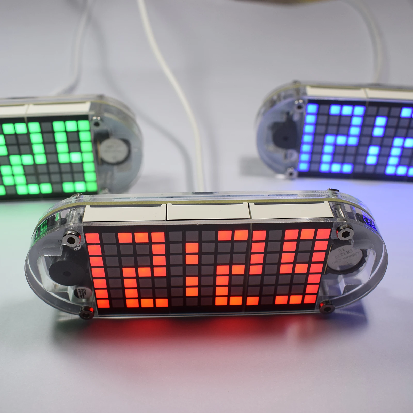 DIY DS3231 Touch Key Precision High Brightness LED Dot Matrix Display Creative Oval Shape Desktop Alarm Clock