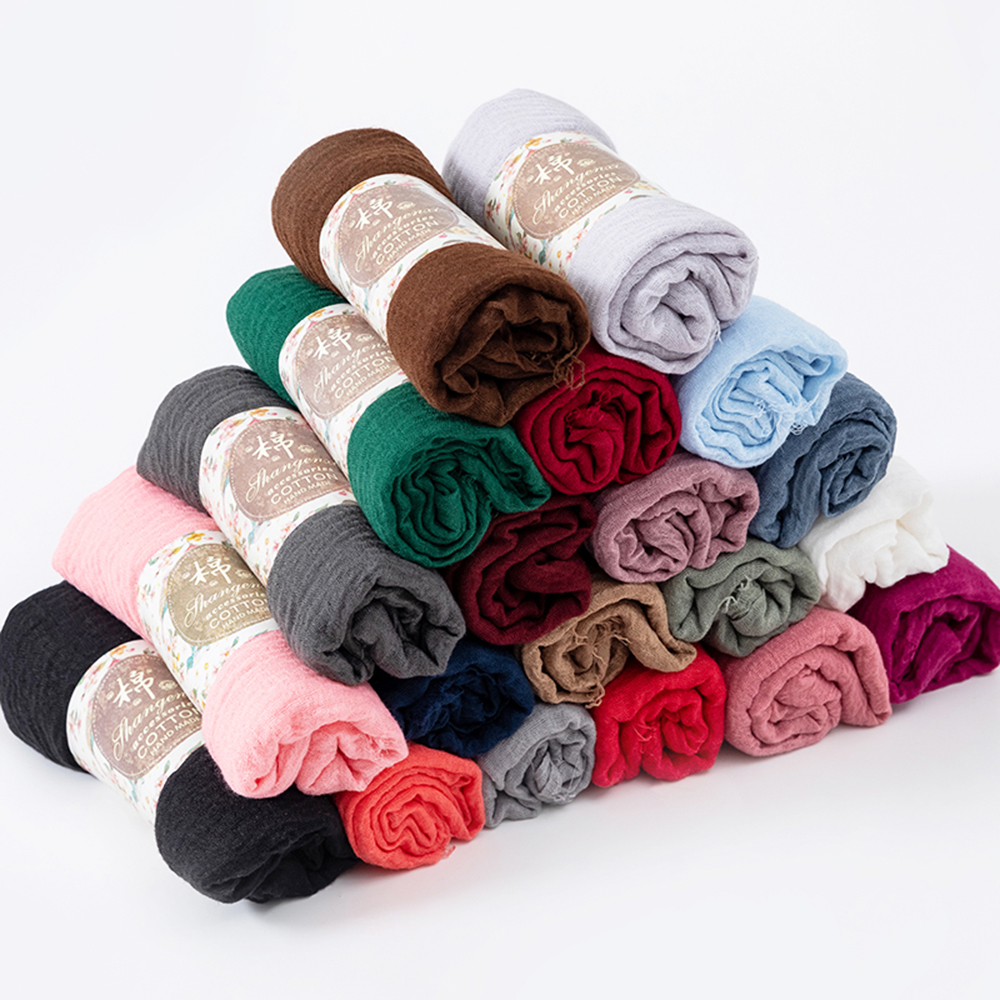 Muçulmano crinkle 70*175cm feminino hijab cachecol de algodão macio cabeça islâmica envolve hijab femme musulman como casamento hijab