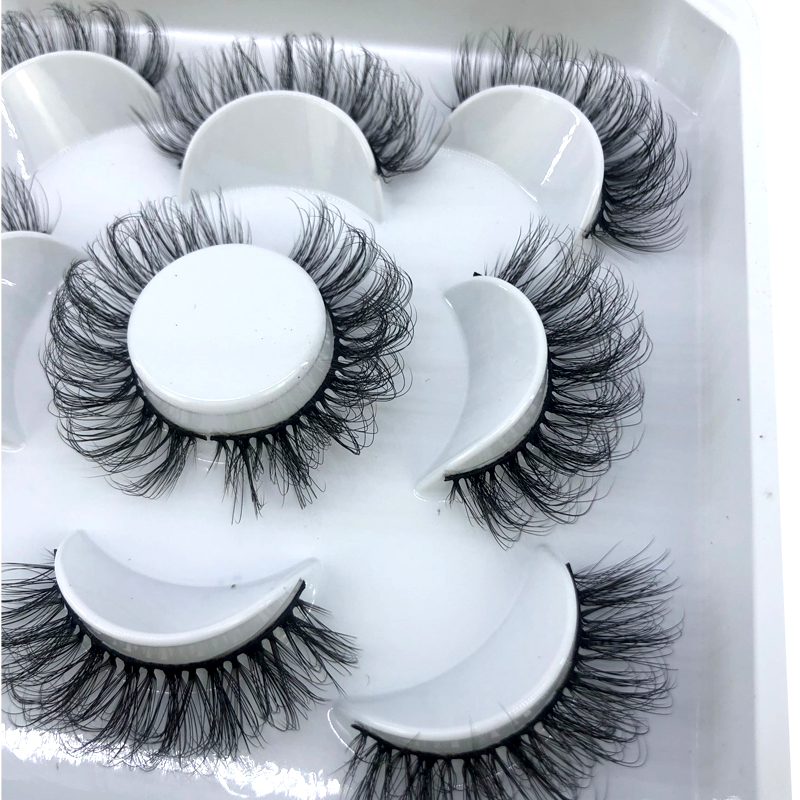 HBZGTLAD Mới 5 Đôi 8-25Mm Tự Nhiên 3D Lông Mi Giả Giả Hàng Mi Trang Điểm Chồn Hàng Mi Nối Dài Chồn lông Mi Maquiagem