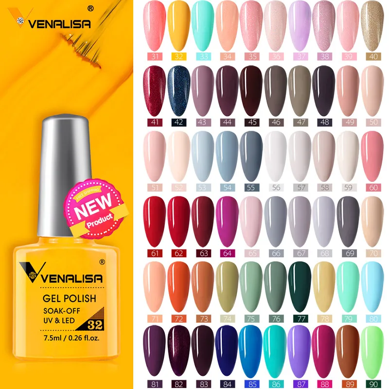 VENALISA-半永久的なマニキュア,120色,サロンまたはネイルアート用,UV LED,7.5ml