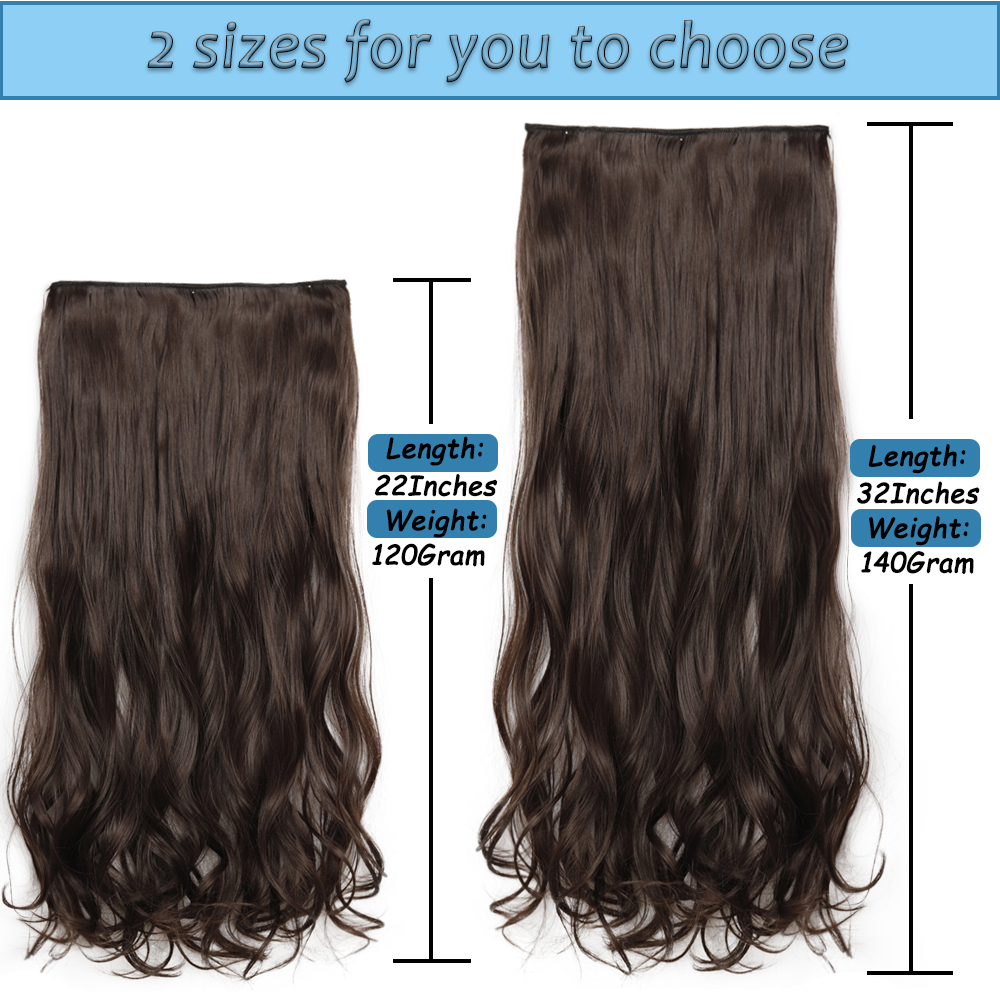 5คลิปยาวคลิปหยักสังเคราะห์ทนความร้อน One ชิ้นปลอมผมสีบลอนด์สีดำสีน้ำตาลสำหรับผู้หญิง