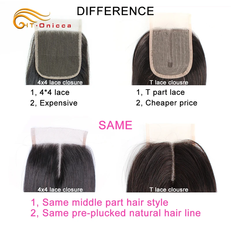 Pacotes encaracolados do cabelo humano com fechamento, T parte fechamento do laço, cabelo brasileiro curto, cor natural