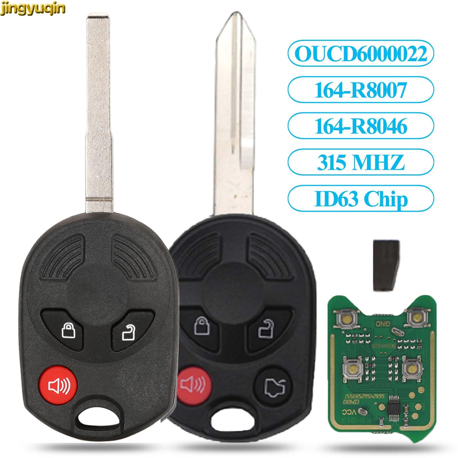 Jingyuqin 3/4B llave de coche Control remoto 315/433MHZ ID63 80bit para Ford c-max Edge Escape Focus Lincoln Mazda Mercury OUCD 6000022