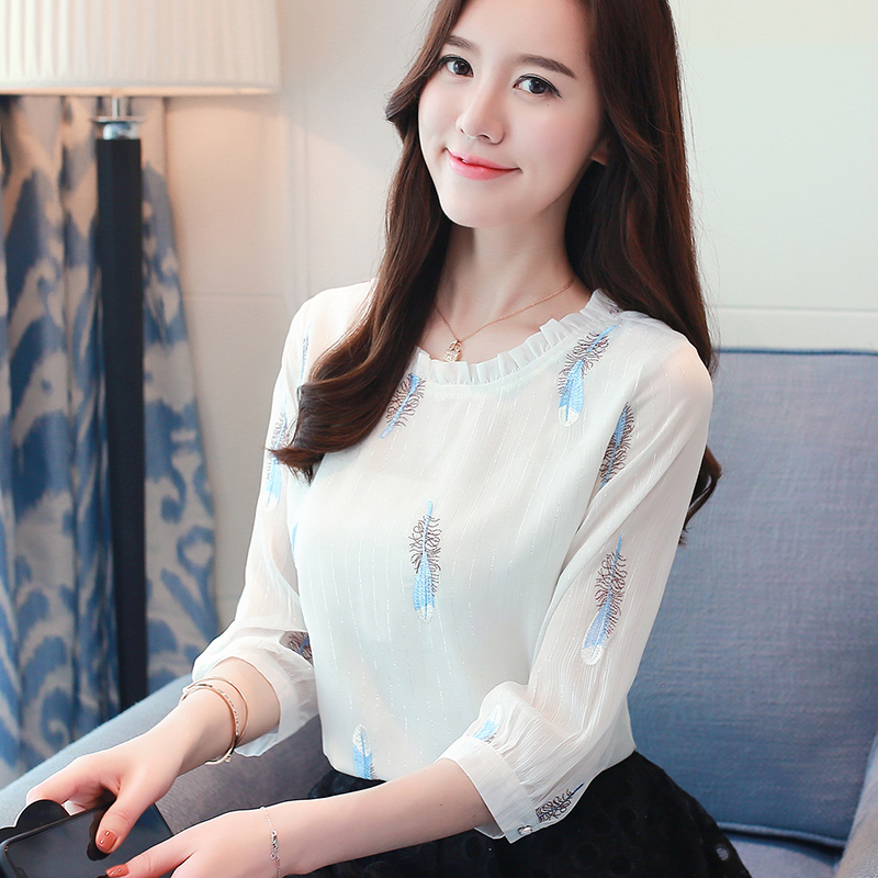 ブラウス夏 2020 春の女性の韓国シフォンシャツトップ服エレガントなレディースとブラウス vetement ファム KJ5702