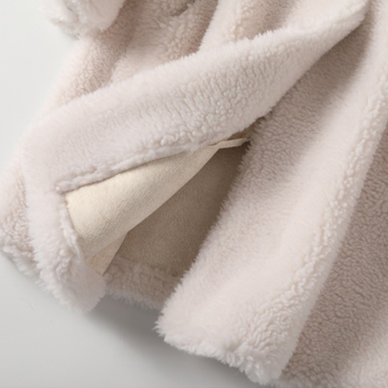 Real Fur Coat High Quality Womens Natural Wool Coats With Cap Thick Warm Elegant Loose Large Size Long Outwear For Women