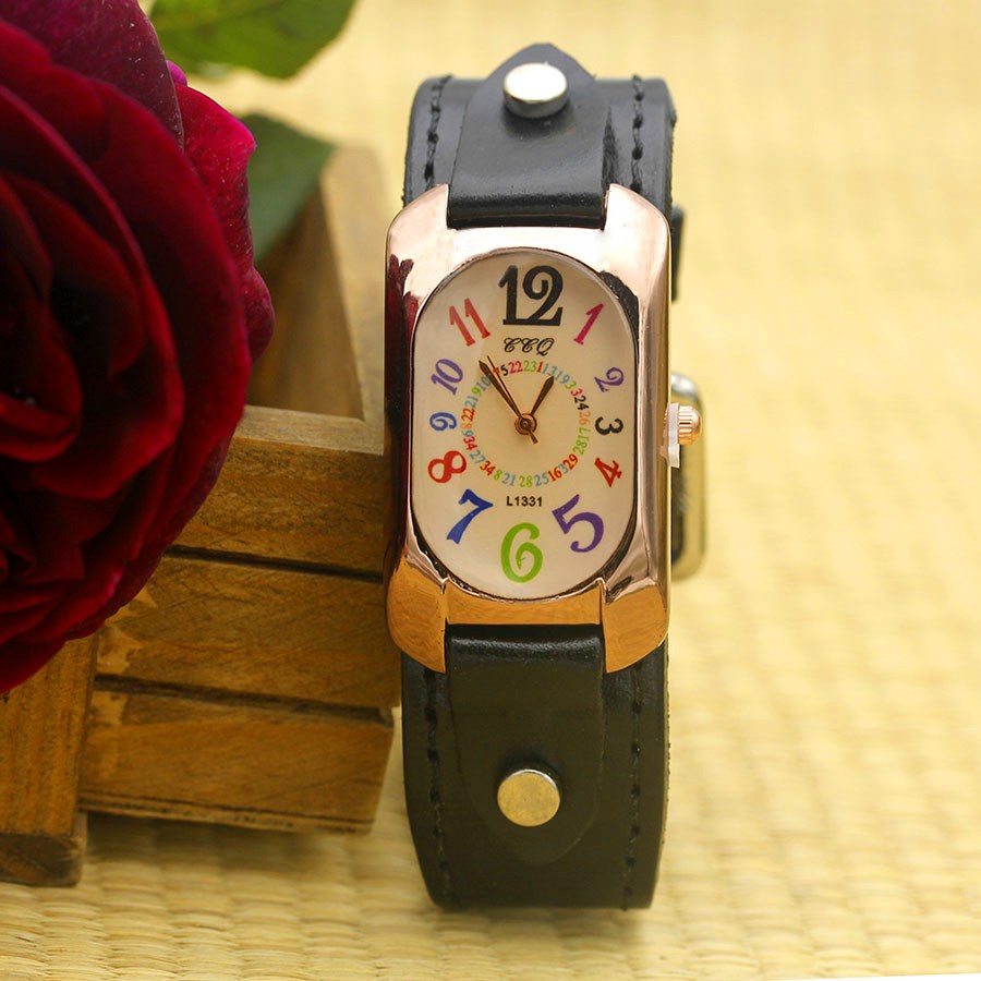 Shsby, correa de cuero de vaca, reloj rectangular Digital de Color, relojes de pulsera para mujer, reloj de cuarzo de bronce para mujer, reloj de ocio para estudiantes