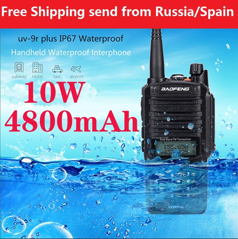 Портативная рация Baofeng UV-9R plus VHF UHF, 10 Вт, портативная рация Cb, водонепроницаемая рация Baofeng