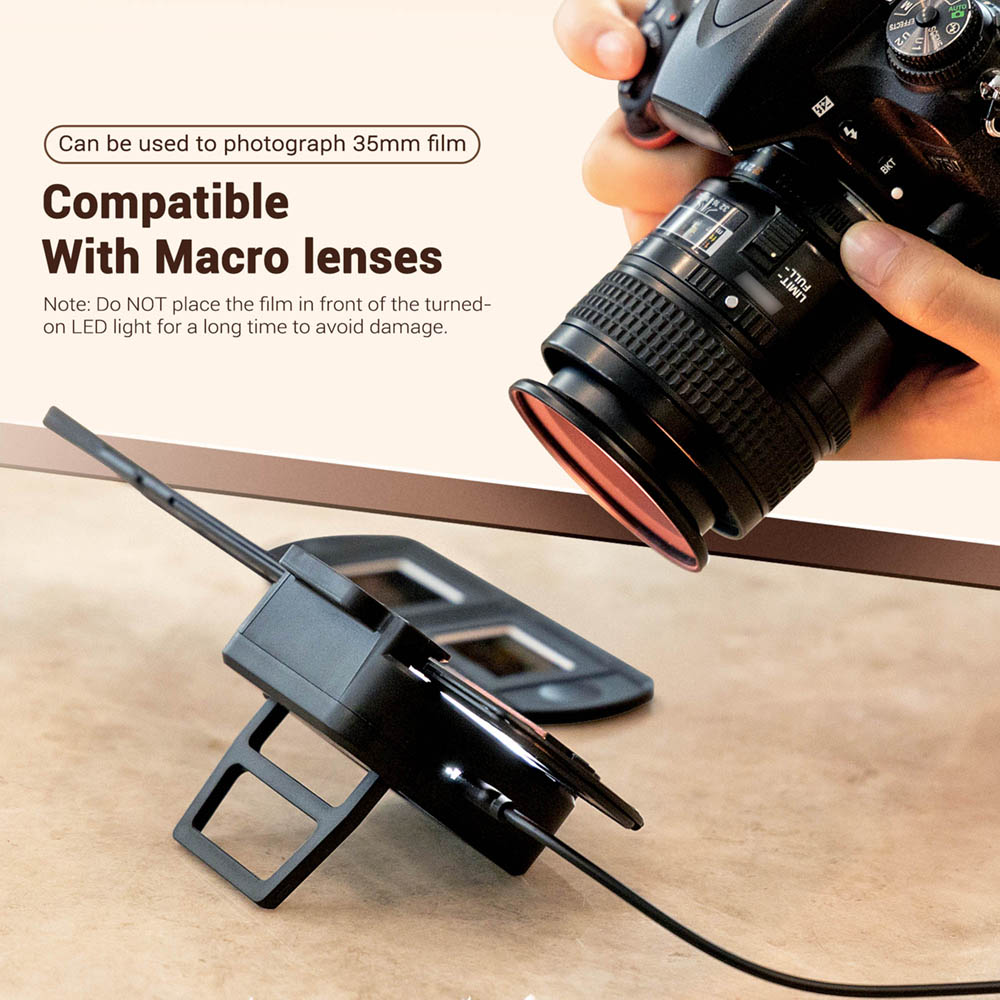 JJC 35mm 네거티브 필름 스캐닝 복사 LED 조명 세트, 오래된 사진 네거티브 변환기 디지털에 맞게 조정 가능한 10 레벨