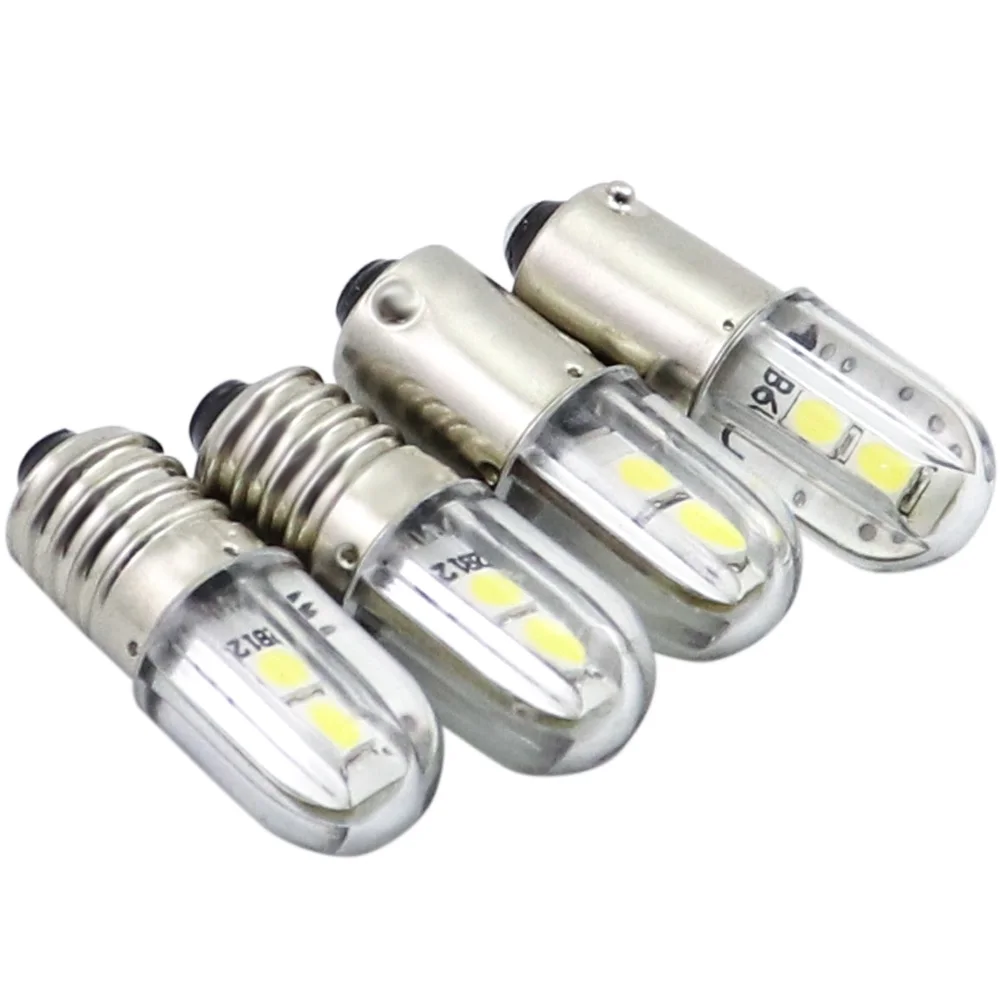 10 Uds E10 bombilla Led Ba9s 6V T4w 1w luz indicadora 6,3 V 12V 24V 48V 60V 120V 220V 2835 4SMD