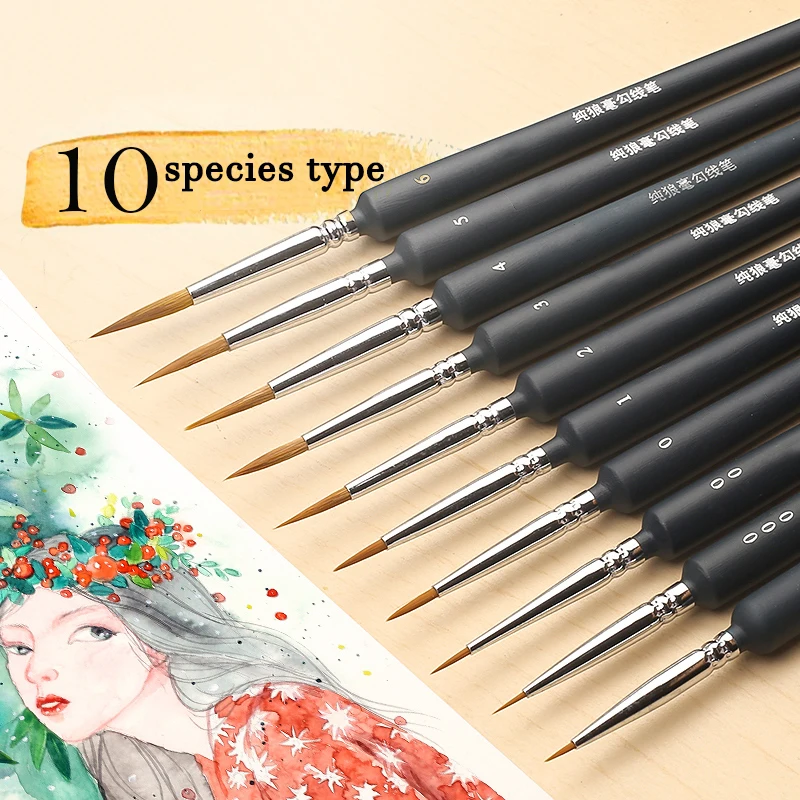 1 Màu Nước Móc Dây Chuyền Bút Gouache Mềm Chồn Tóc Đề Cương Tranh Bàn Chải Tay Propylene Thu Nhỏ Chi Tiết Từng Chi Tiết NGHỆ THUẬT