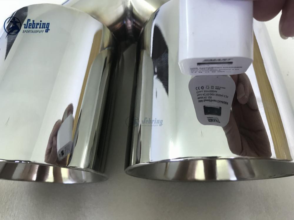 Đồng Hồ Nam Dây Thép Không Gỉ Xiên Thép Đôi Đa Năng Dual Ống Xả Ô Tô Ống Có Dây Phụ Kiện Ô Tô Sửa Đổi