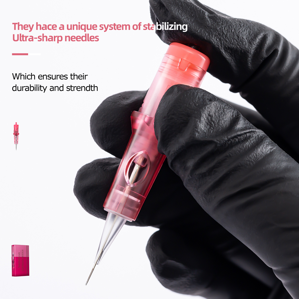 AMBITION สีชมพูเข็มสักสัก 0.2 มม.0.25 มม.0.3 มม.0.35 มม.รอบผสมเข็ม 1rl 3rl 5rl ไร้สายสักเครื่อง