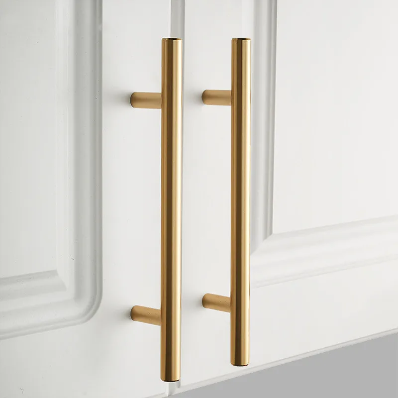 Vàng Đen Tủ Tay Cầm Inox Sáng Bóng Cánh Cửa Tủ Nhà Bếp Núm Đồ Gỗ Ngăn Kéo Kéo Phần Cứng Kéo Thanh Tay Cầm