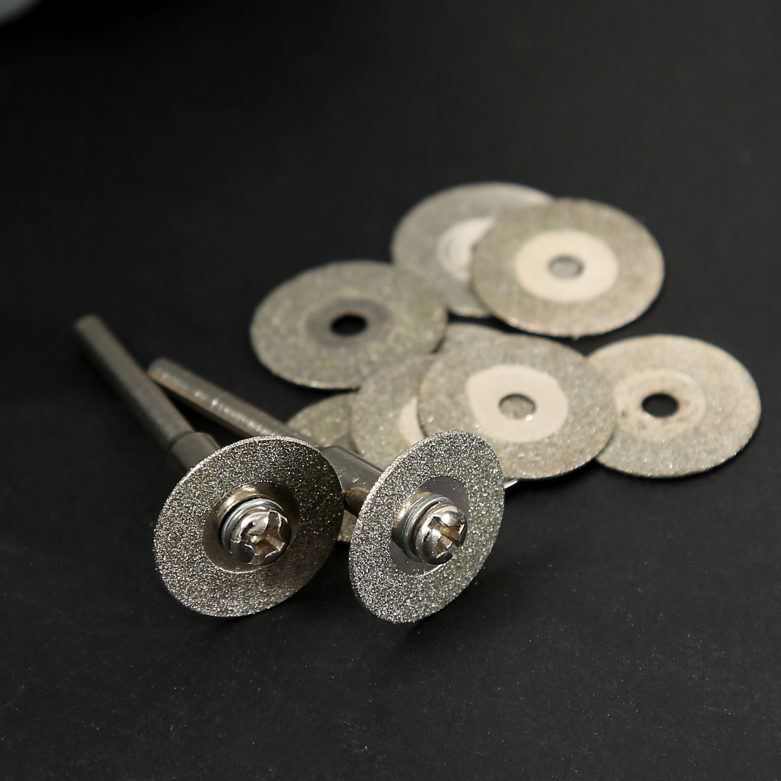 Discos de corte abrasivos de 16mm, broca de hoja de sierra cortada para herramienta rotativa Dremel con mandril de 2 uds. De 3mm, 10 Uds.