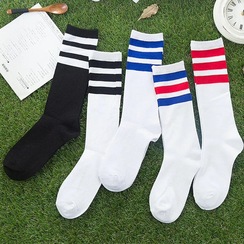 ใหม่ผู้ชาย/ผู้หญิง 3 สามลายถุงเท้าผ้าฝ้าย Retro Old School Hiphop สเก็ตยาวสั้น Meias Harajuku สีขาวสีดําฤดูหนาว Cool