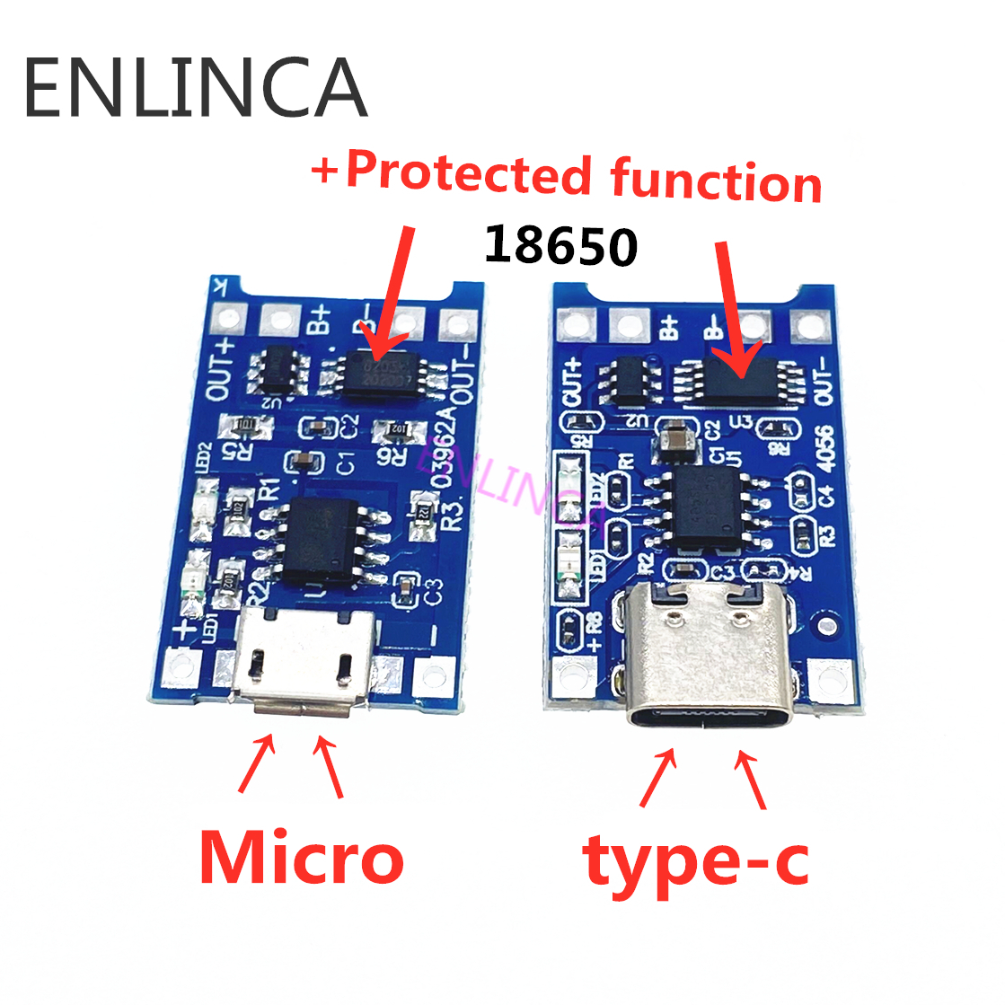ENLINCA 5 В 1A Micro USB 18650 Type-c литиевая батарея зарядная плата модуль зарядного устройства + защита двойные функции TP4056 18650