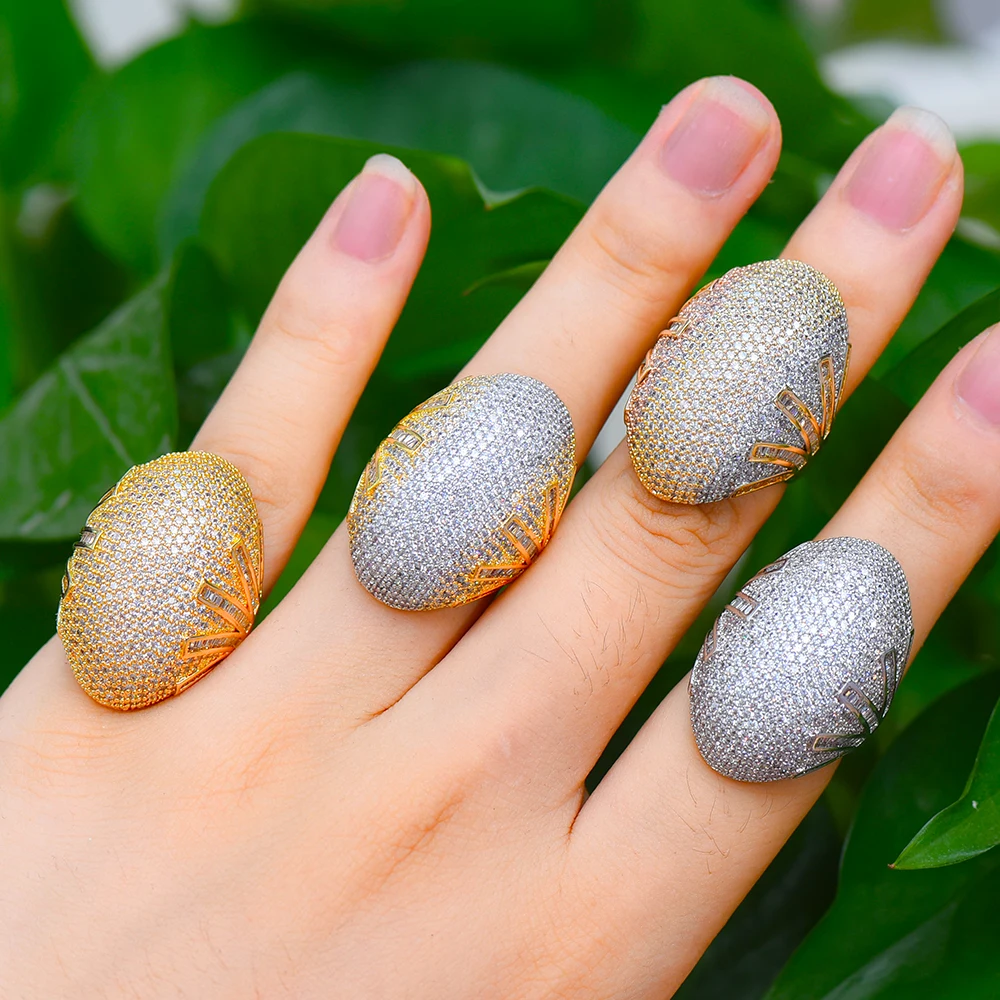 KellyBola Mewah Penuh Mini CZ Bulat Besar Telur Bentuk Cincin Romantis untuk Wanita Mulia Hadiah Pesta Menunjukkan Kekasih Ibu Hadiah Perhiasan Cincin