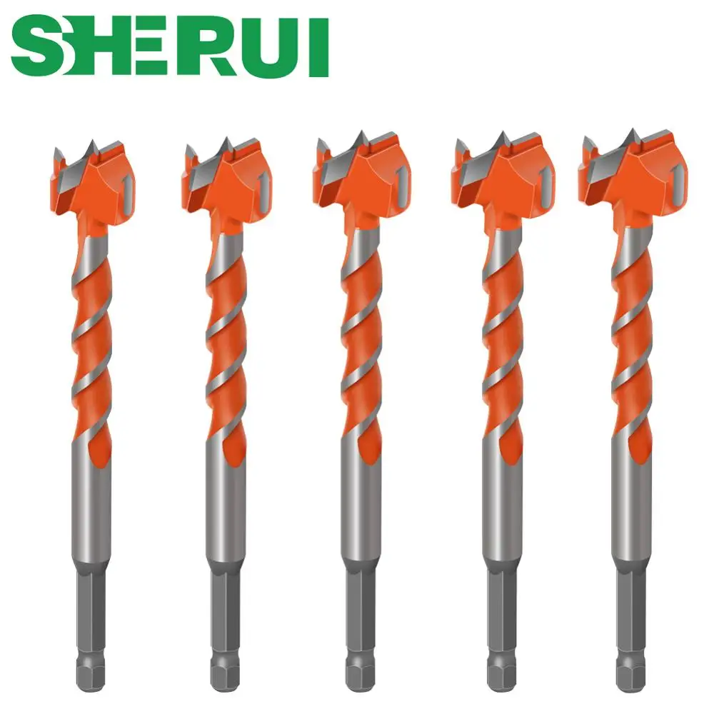Puntas Forstner más largas de 16mm-25mm, herramientas de carpintería, cortador de sierra, brocas de perforación de bisagra, vástago redondo, corte de carburo de tungsteno, 1 ud.