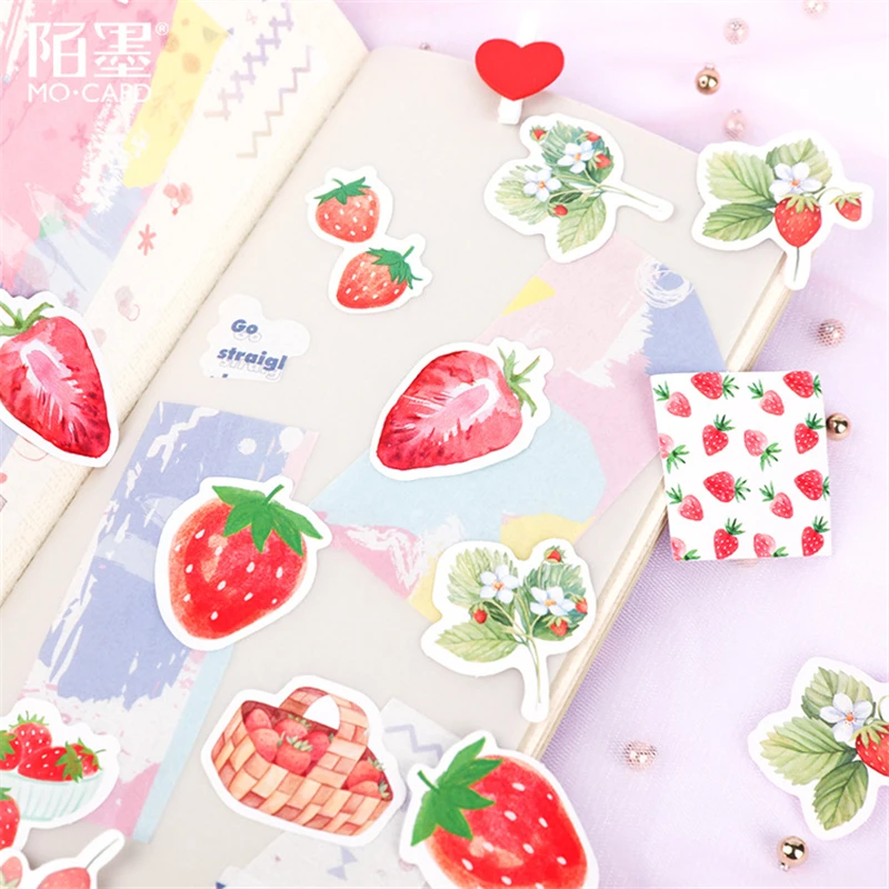 45 ピース/箱おいしいイチゴ装飾ステッカースクラップブッキングスティックラベル日記文具 Diy フルーツアルバムステッカーキッズギフト