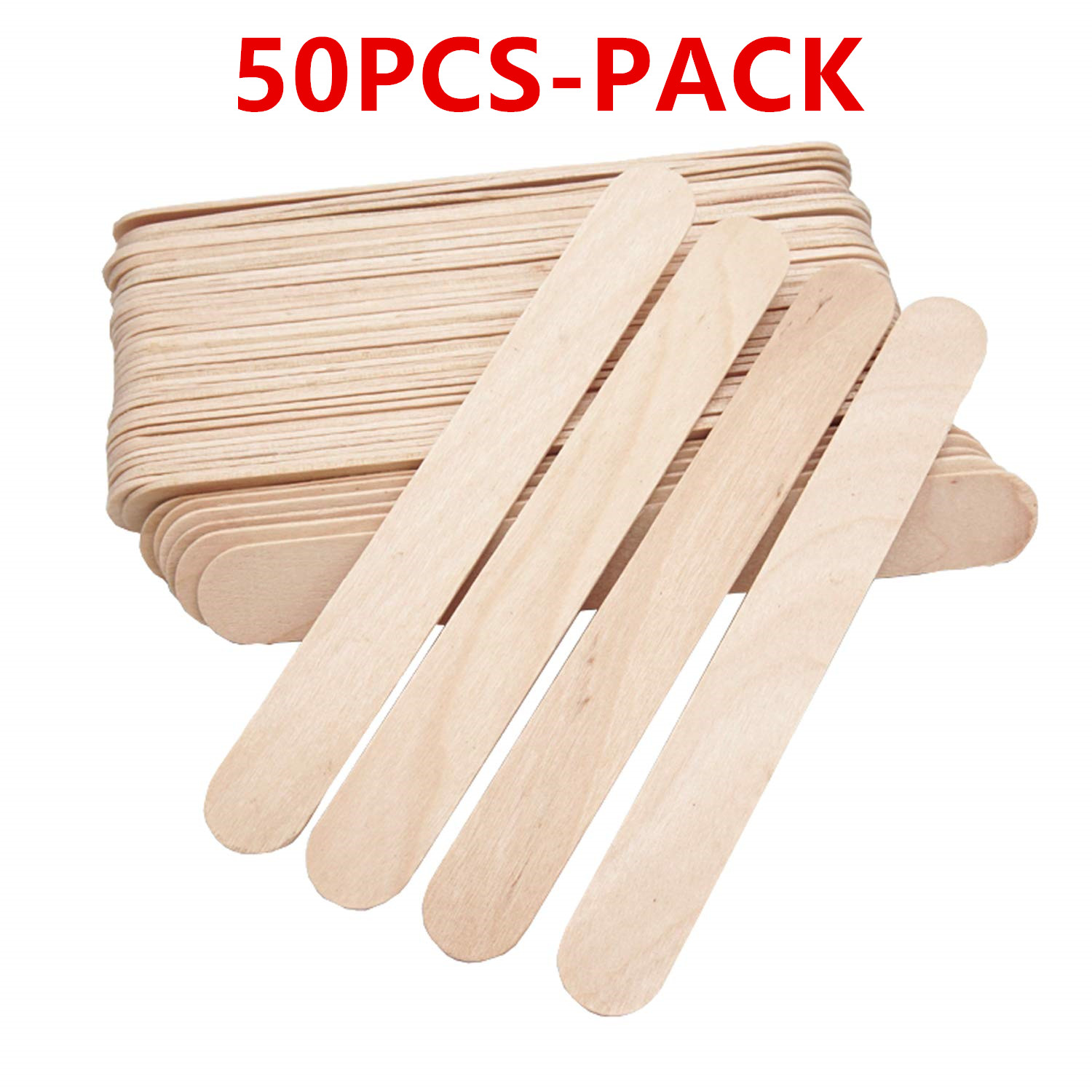 50 Stück Holzapplikator-Sticks zur Wachs-Haarentfernung – natürliche Birkenholzspatel zur Haarentfernung von Augenbrauen und Körper