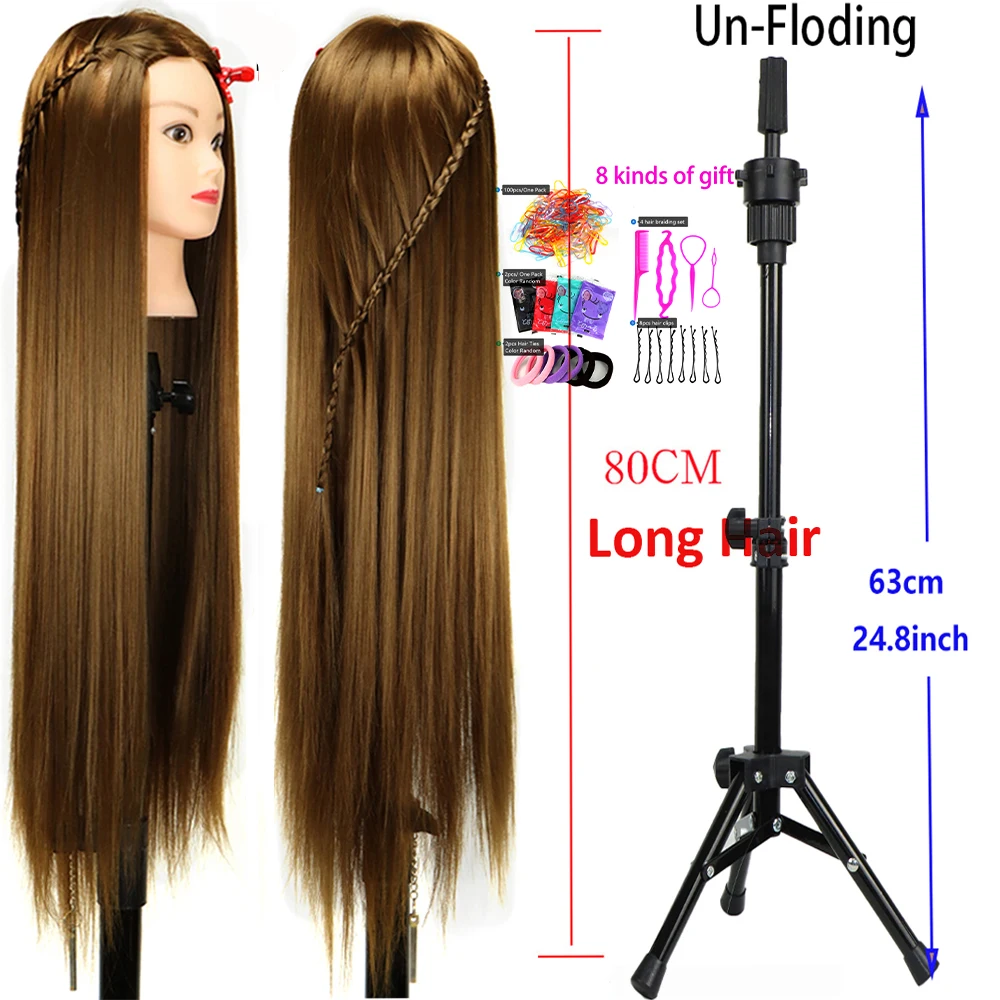 Chuyên Nghiệp Đầu Búp Bê Cho Máy Làm Tóc Giáo Dục Làm Tóc Hình Nộm Huấn Luyện Đầu Với Bộ Tóc Giả Đứng Tipod Cho Tóc Giả Kiểu Tóc