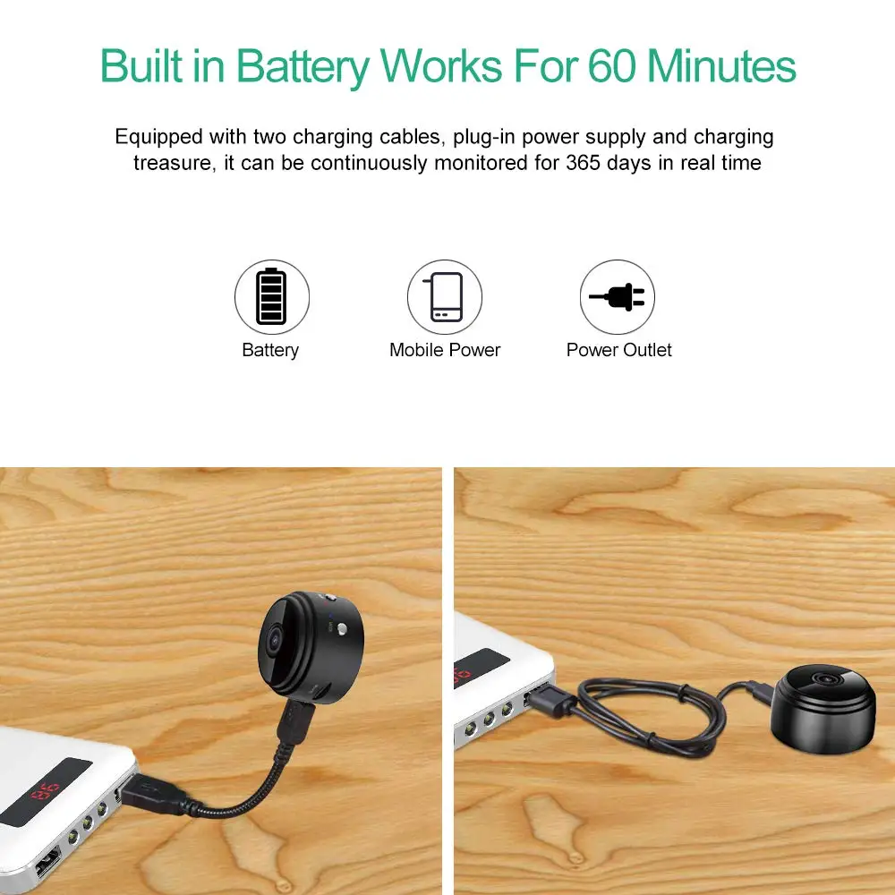 Micro hogar inalámbrico vídeo CCTV Mini vigilancia de seguridad con Wifi IP Camara Sensor infrarrojo CMOS 2MP cámara de alarma telefónica
