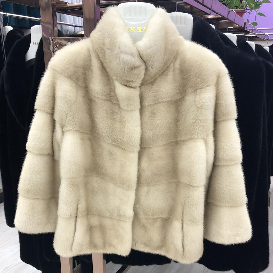 Jaqueta de pele de vison natural feminina, jaqueta de pele de vison real, casaco curto, jaqueta casual quente, moda, novo