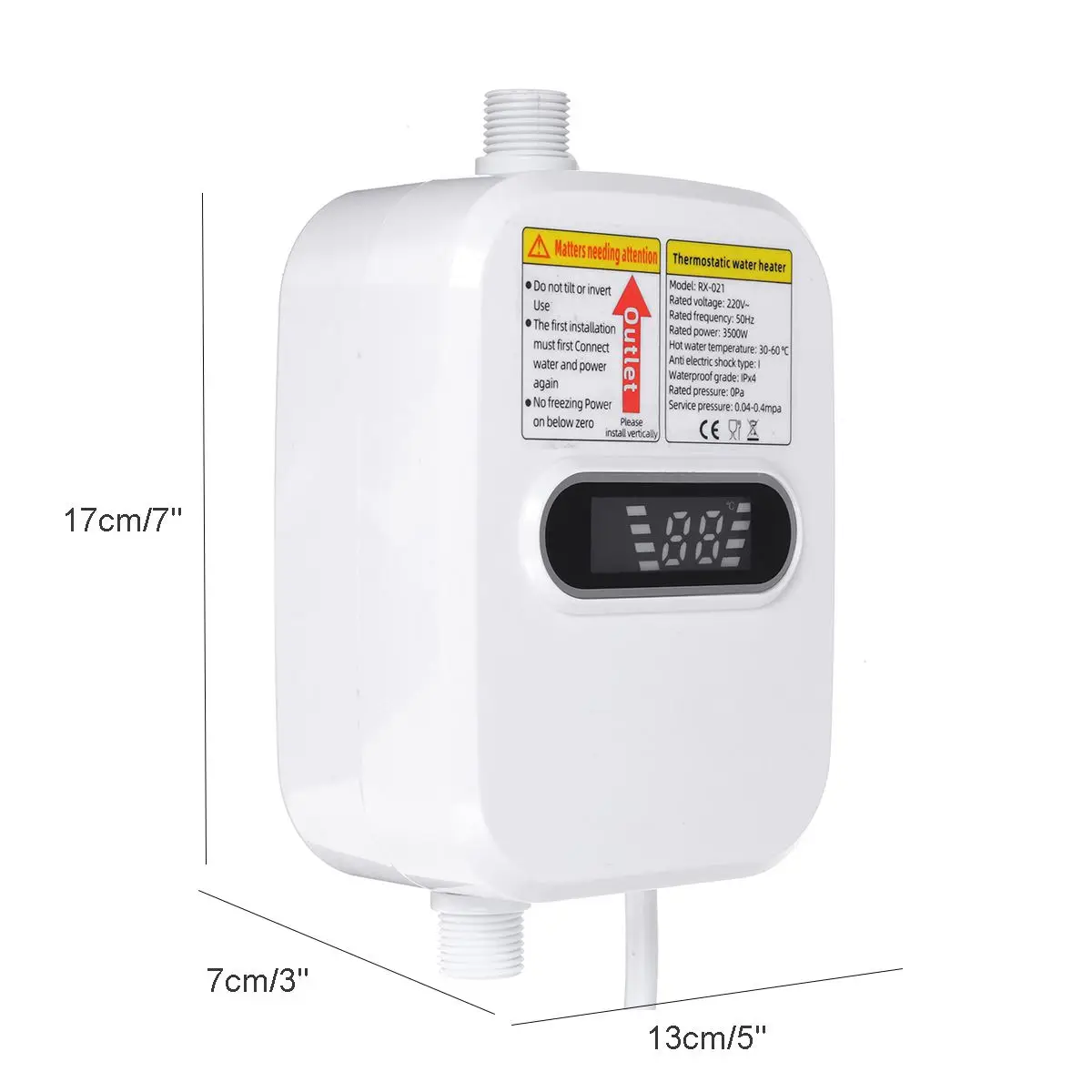 Điện Nhiệt Độ Không Đổi Nước Vòi Làm Nóng Tức Thì Vòi Nước Màn Hình Hiển Thị LED Dọc Lắp Đặt Cho Vòi Sen Tắm