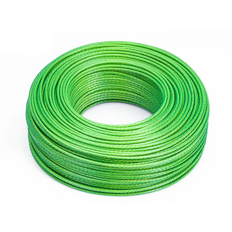 100 metros de vinil revestido cabo de corda de fio de aço e 2 pces braçadeira rustproof para luz corda pendurado varal uva rack galpão