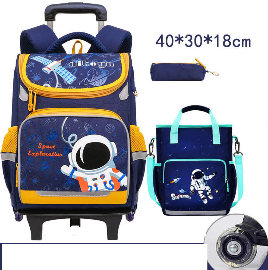 Schultasche mit Rollen für Jungen, Grundschule, rollende Trolley-Taschen, Kinder-Tagesrucksack, Rucksack, Handgepäck mit Rollen