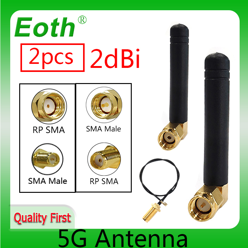 EOTH 5g Antenne 2 3dbi SMA Stecker WLAN 5 GHz Antene SMA Buchse Pigtail Verlängerungskabel PBX IoT Modul Antena
