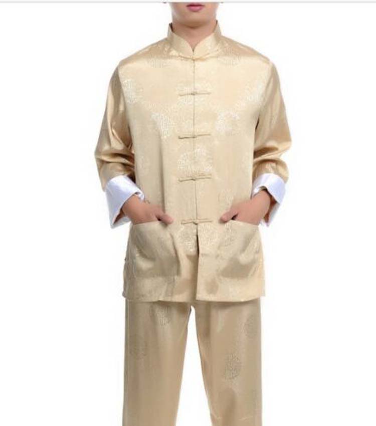 Robe en soie pour hommes, 5 couleurs, Style chinois, costume kung fu tang, pyjama Tai Chi, costumes d'arts martiaux, ensemble taille M-3XL, vente en gros, nouvelle collection