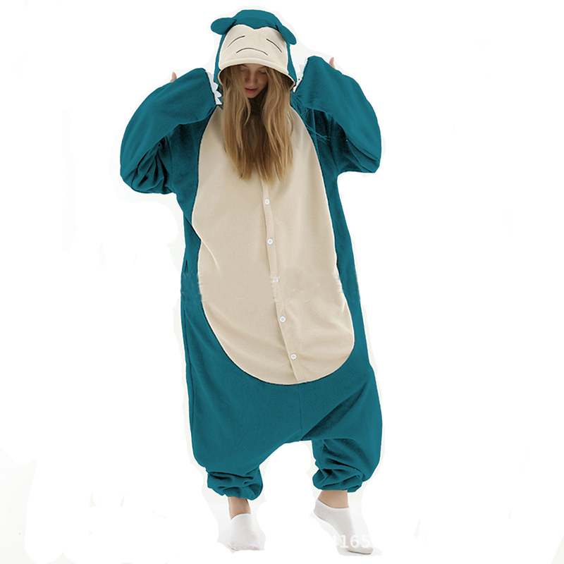 Nuevo traje de dibujos animados Snorlax Kigurumi XXL, pijama de mujer, monos de Anime para hombres adultos, Onsie, Pijamas para niños y niñas, mono de una pieza de lana