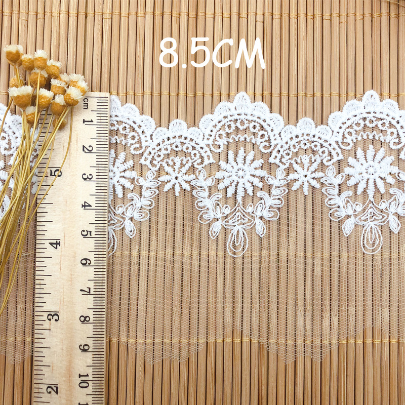 Telas de tul con bordado de flores de malla, telas de seda DIY, accesorios de ropa para niños de Lolita para boda